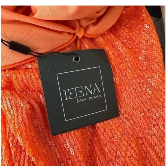 Mac Duggal Orange Sequin Formal Cocktail Halter Gown| Size 12 - Picture 11 of 12